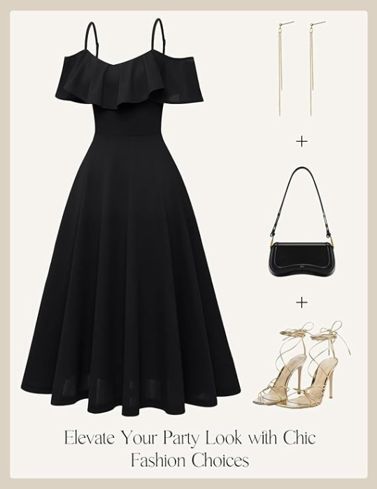 Rochie neagra eleganta, lunga peste genunchi, XL [5]