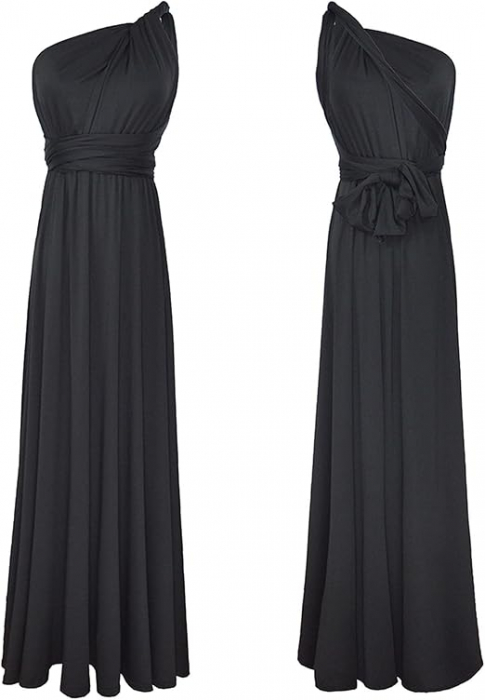 Rochie neagra lunga, versatila, fara maneci, pentru seara, marimea S [4]