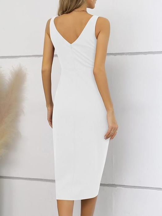 Rochie alba pe corp, eleganta, cu umerii goi, S [2]