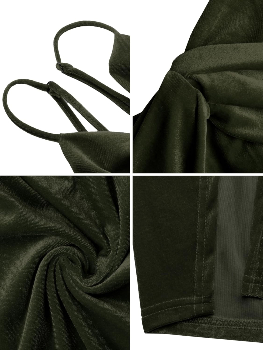 Rochie pe corp eleganta, cu umerii goi, verde L [6]