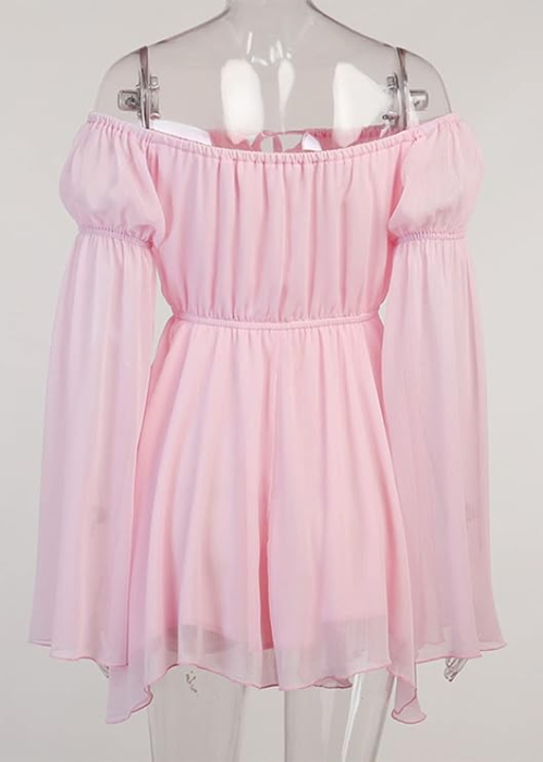 Rochie respirabila din  sifon, cu umeri goi, M [7]