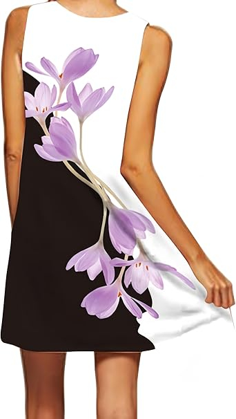 Rochie scurta vaporoasa de plaja, fara maneci, alb/negru M, 36-38 EU [2]