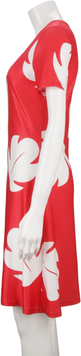 Rochie scurta vaporoasa de zi cu zi, maneci scurte, rosie cu model M [2]