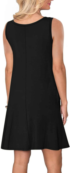 Rochie sport pentru femei deasupra la genunchi, fara mâneci , neagra L [2]