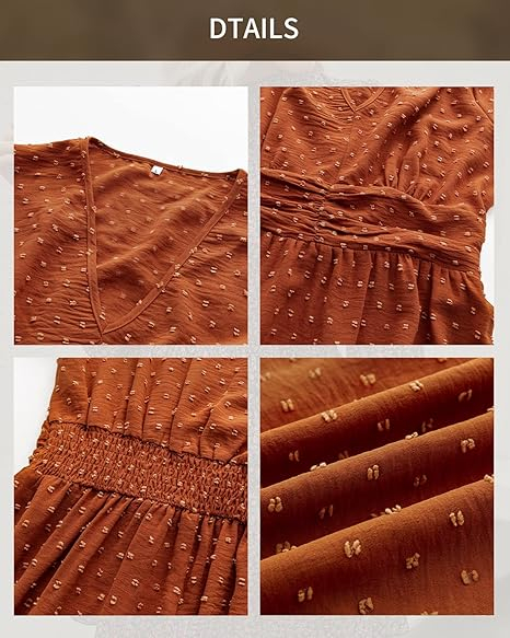 Rochie casual lunga, larga, respirabila, maro cu model XL [6]