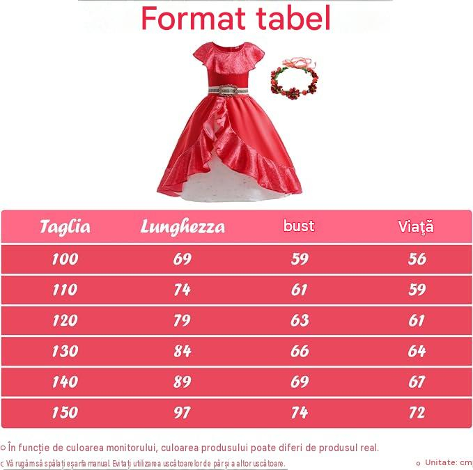 Rochita rosie eleganta lungacu volanase, 3-4 ani, 100 cm [2]