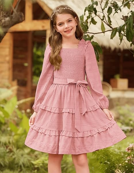 Rochita roz casual medie, tricot croi A pentru fete 8 ani [2]