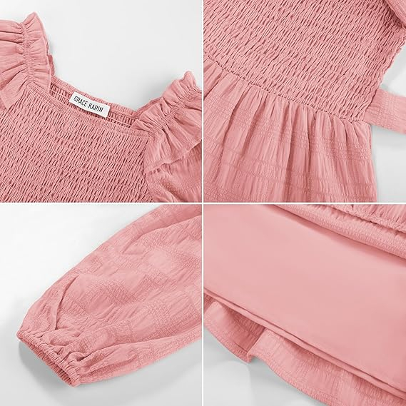 Rochita roz casual medie, tricot croi A pentru fete 8 ani [6]