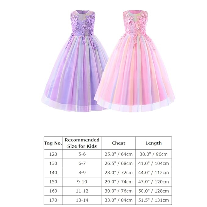 Rochita eleganta din dantela, lunga, cu volanase, roz, 160cm, 10-11 ani [7]