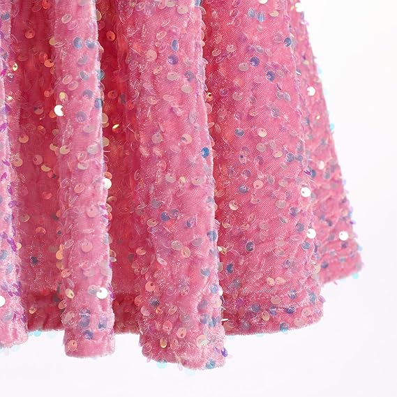 Rochita eleganta lunga, cu paiete si volanase, Roz, 4-5 ani [5]