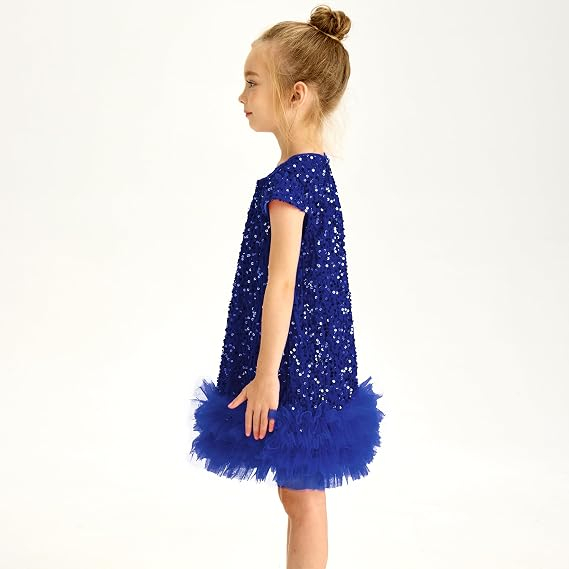 Rochie Elegantă Fete din Catifea și Tulle, Paiete, Stil Prințesă, 18-24 Luni [5]