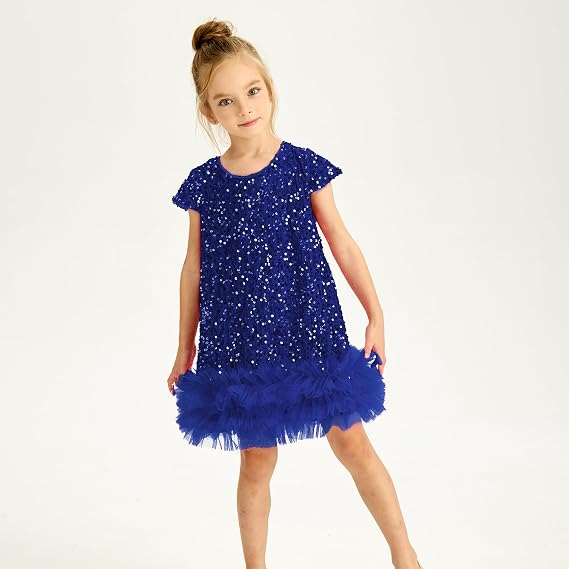 Rochie Elegantă Fete din Catifea și Tulle, Paiete, Stil Prințesă, 18-24 Luni [2]
