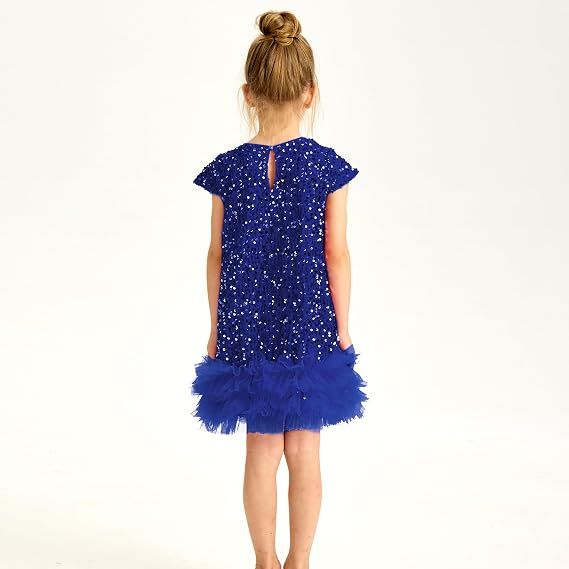 Rochie Elegantă Fete din Catifea și Tulle, Paiete, Stil Prințesă, 18-24 Luni [4]