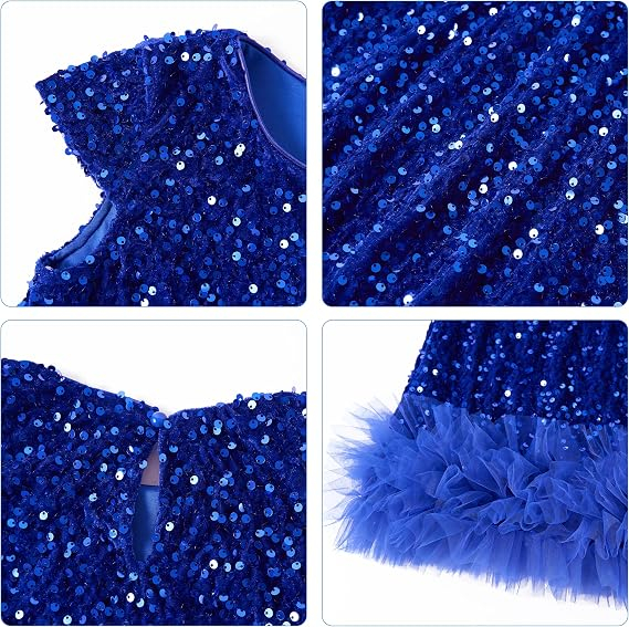 Rochie Elegantă Fete din Catifea și Tulle, Paiete, Stil Prințesă, 18-24 Luni [6]