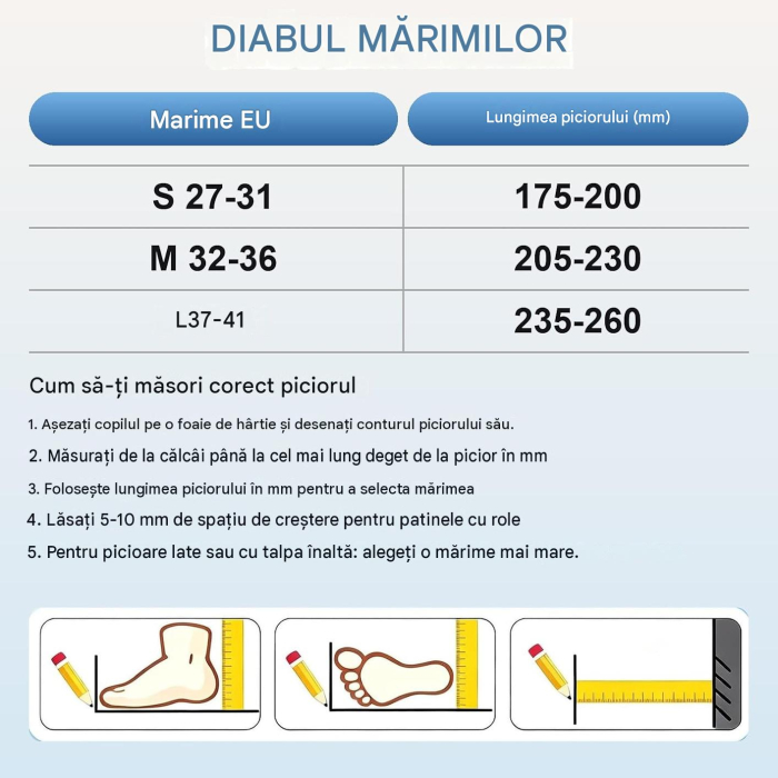 Role Copii Reglabile, 8 Roți LED, ABEC-7, Roți PU 82A, Cadru Aluminiu, marimi 27-31 [8]