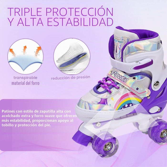 Role Copii Reglabile 4 Mărimi, ABEC-7, Roți PU 82A, Violet Rainbow, 32-36 [6]