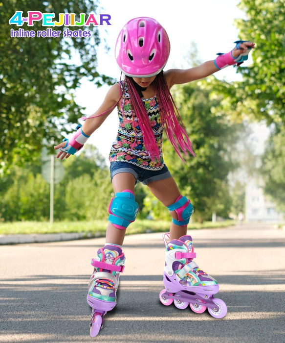Role Copii Reglabile Unicorn, 8 Roți LED Luminoase, Multicolore, S, 30-33 [6]
