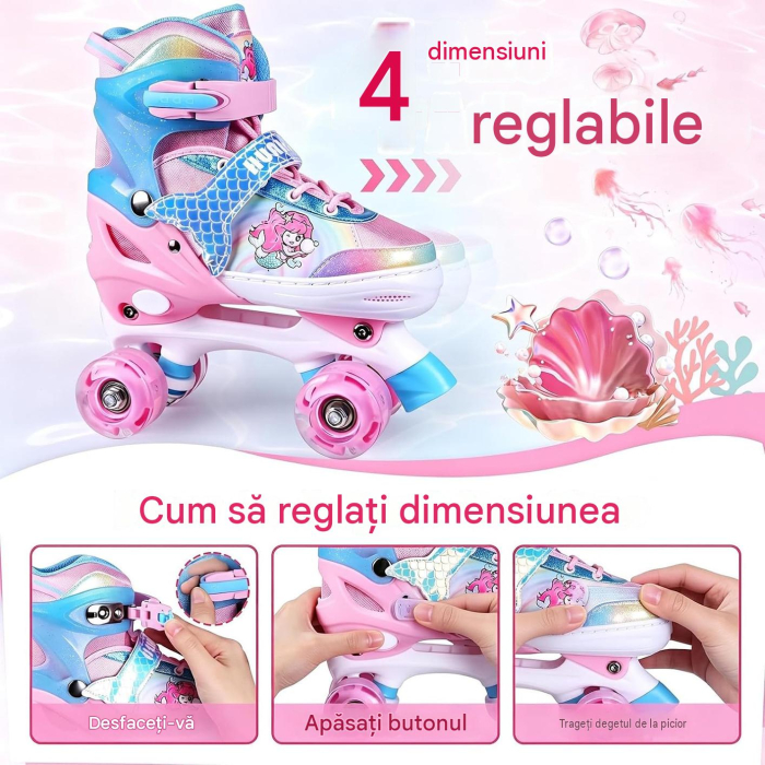 Role Copii Hualonger, Reglabile, Mărimea S 27-31, 4 Roți LED, ABEC-7 [4]