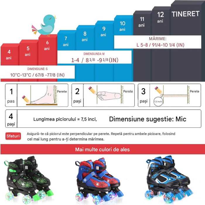 Role cu 4 Roți Nattork pentru Copii, Reglabile 32-36, Roți Luminoase, ABEC-7 [7]