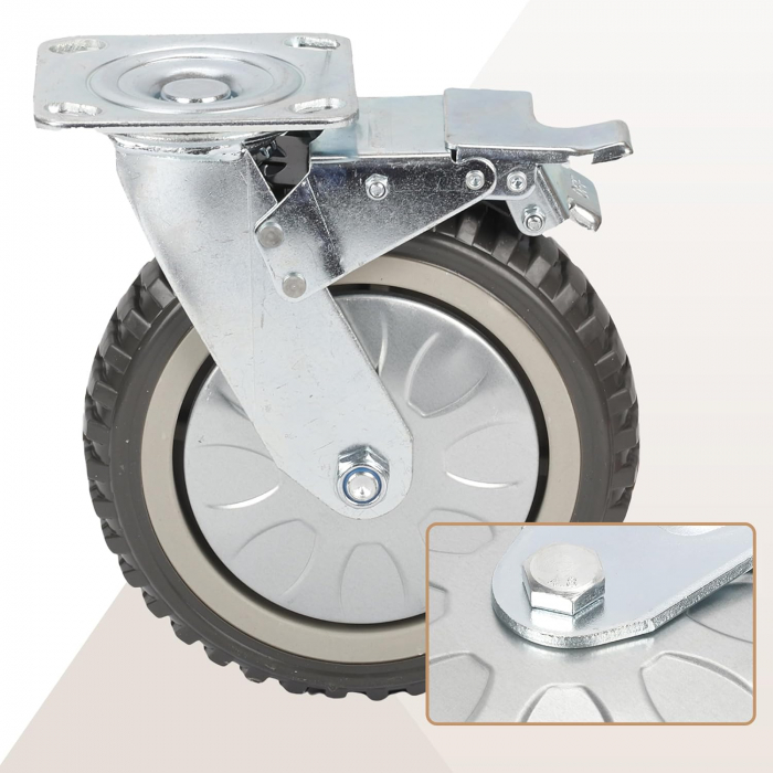 Roti rezistente din poliuretan, pivotante 360°, 2 cu franare, pentru 1000 kg, set 4 bucati [8]