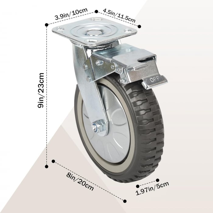 Roti rezistente din poliuretan, pivotante 360°, 2 cu franare, pentru 1000 kg, set 4 bucati [2]