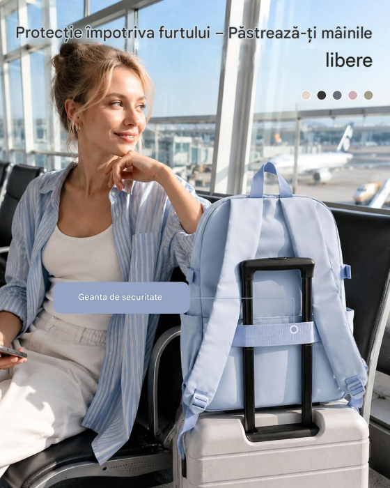 Rucsac albastru robust impermeabil, ghiozdan scoala, calatorii, fitness 44 x 31 x 16 cm; 0,5 kg [7]