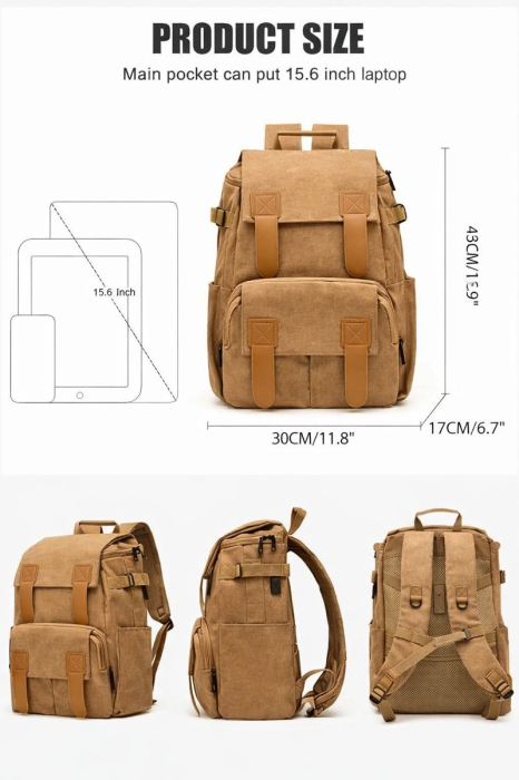 Rucsac, ghiozdan scoala, calatorii, fitness cu USB Maro [3]