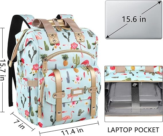 Rucsac impermeabil pentru femei 6 buzunare cu fermoar- albastru cu model [5]