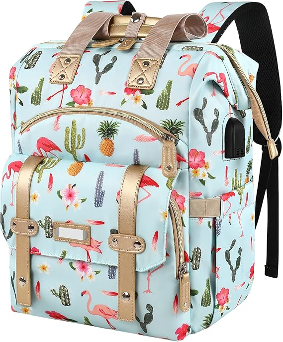 Rucsac impermeabil pentru femei 6 buzunare cu fermoar- albastru cu model [1]