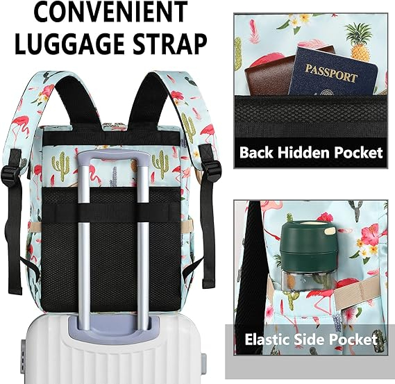 Rucsac impermeabil pentru femei 6 buzunare cu fermoar- albastru cu model [6]