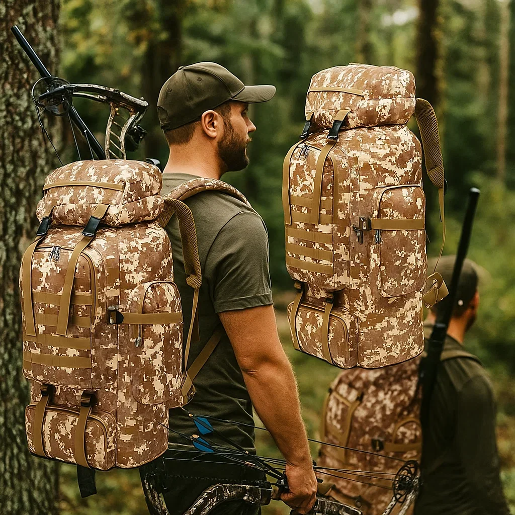 Rucsac tactic militar impermeabil 80L, foarte util pentru drumeții, camping și călătorii 30x22x84 cm kaki [4]