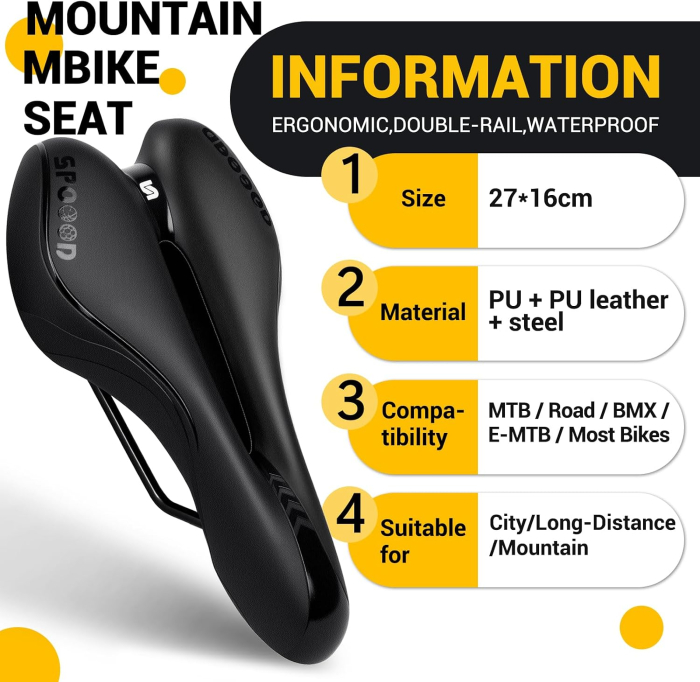 Șa Bicicletă SPGOOD cu Gel, Ergonomică, Impermeabilă, Universală MTB/Trekking [2]