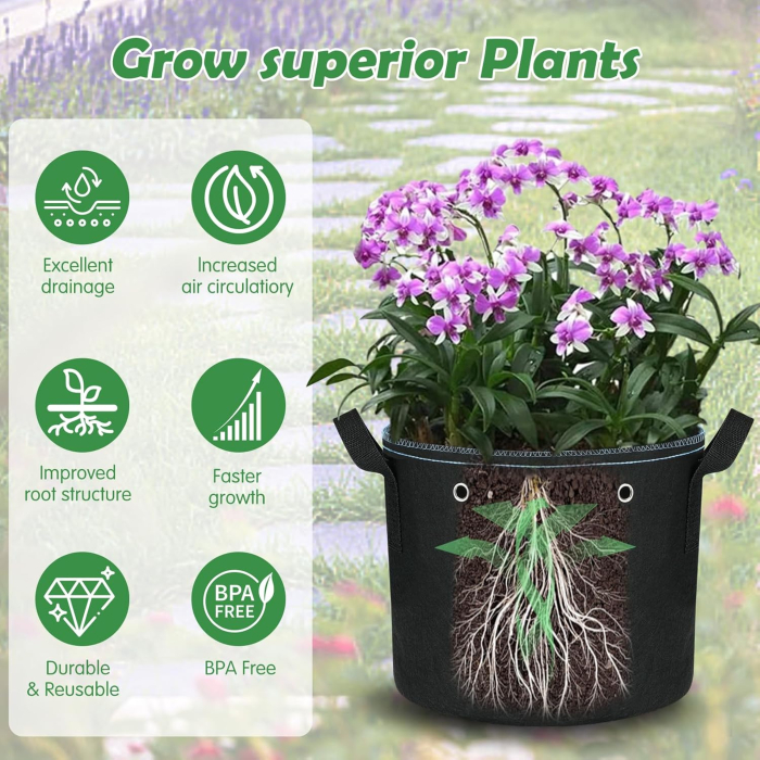 Saci respirabili pentru crestere cartofi, căpșuni, alune, flori și legume, set 5 buc 20 litri [5]