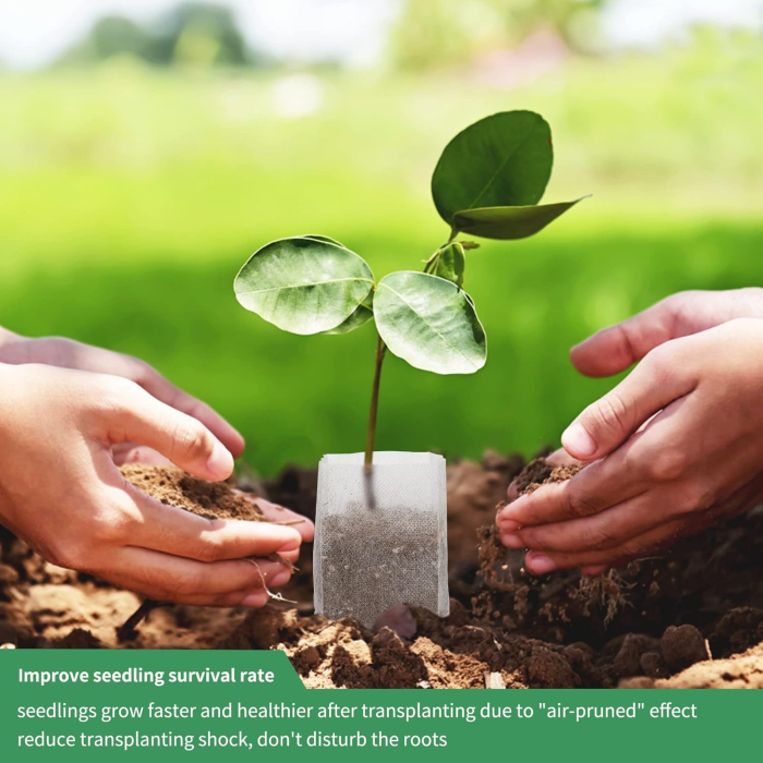 Saci din flee pentru crestere si replantare rasaduri si plante, 200 bucati cu 100 etichete [5]