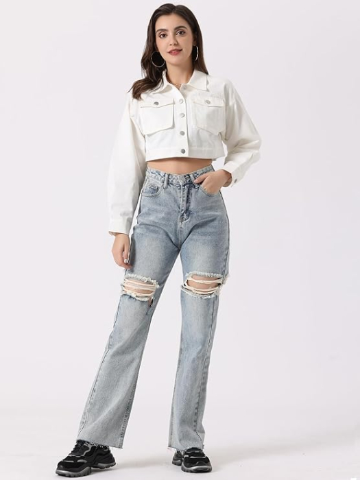 Sacou scurt, elegant cu maneca scurta si buzunare Alb L [4]