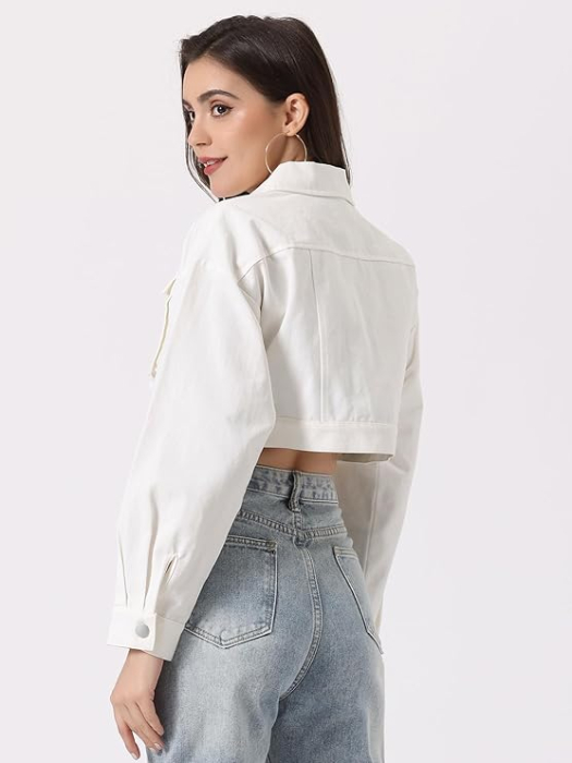 Sacou scurt, elegant cu maneca scurta si buzunare Alb L [3]