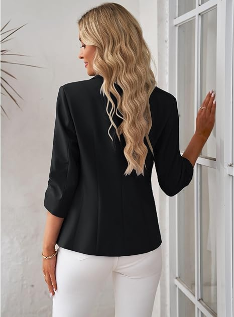 Sacou negru scurt, elegant cu maneci 3/4 si buzunare 2XL [2]