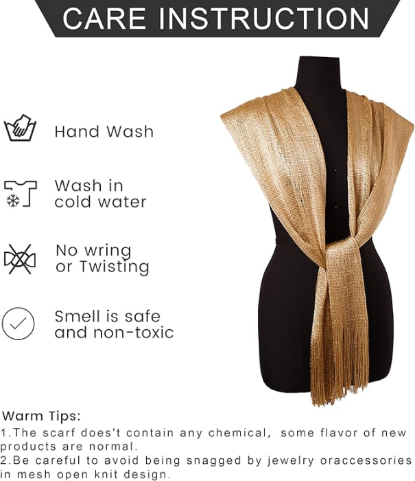 Șal auriu elegant, cu franjuri, Gold [5]