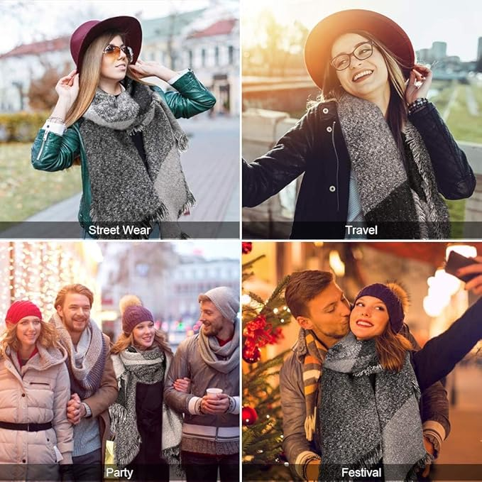 Șal din cașmir, fular mare pufos de iarnă, marime unica [7]