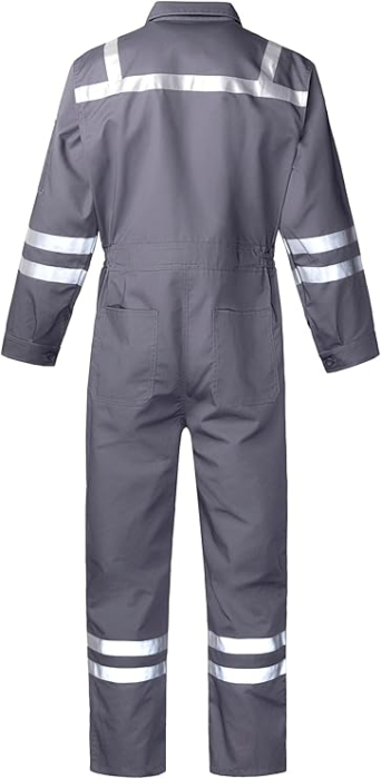Salopeta completa de munca, mijoc elastic, buzunare, banda reflectorizanta, L gri [2]