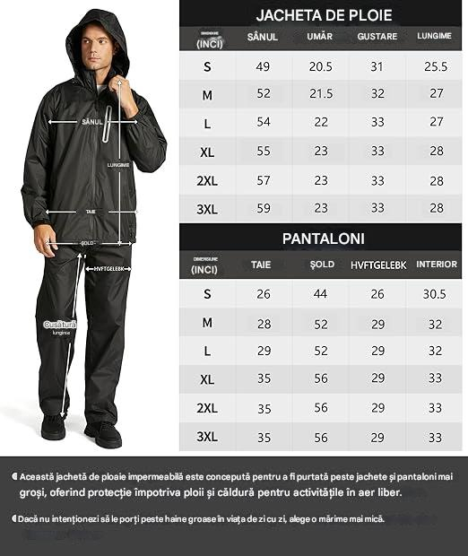 Costum de ploaie pentru barbati, jacheta cu paltaloni, 2XL [6]