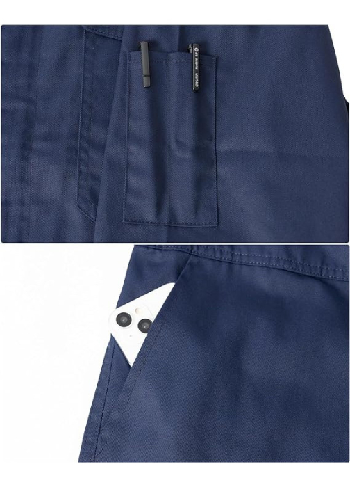 Salopeta completa de munca, mijoc elastic, buzunare, banda reflectorizanta, L albastra [5]