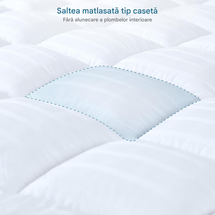 Topper Soft saltea cu țesătură 100% bumbac, pentru sprijin și protecție împotriva murdăriei, Alb, 180x200cm [4]