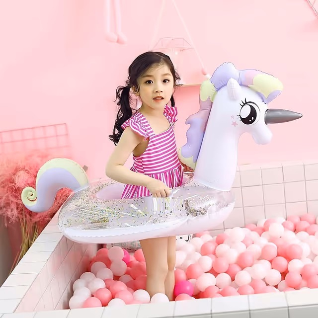 Colac de inot pentru copii cu unicorn, 75 cm, max 30 kg, varsta 3-6 ani [4]