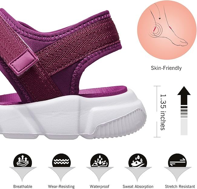 Sandale lejere de drumetii si aer liber pentru femei, mov/alb marimea 37 [5]