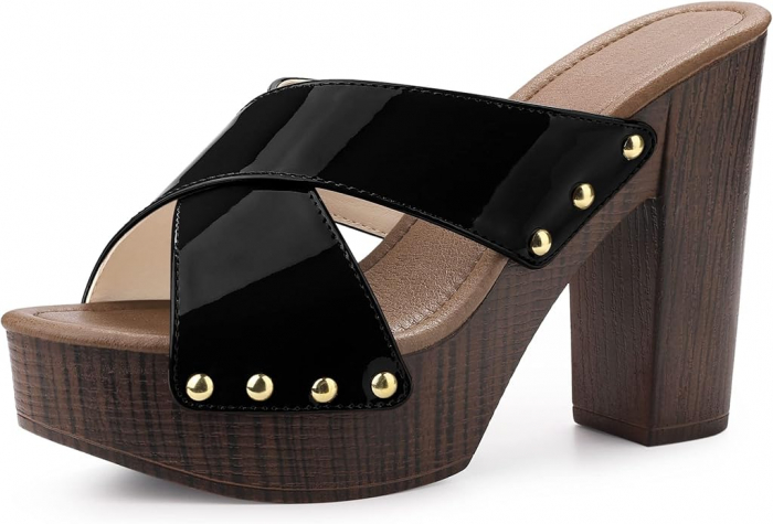 Sandele platforma elegante, cu toc gros, negre, marimea 40 [1]