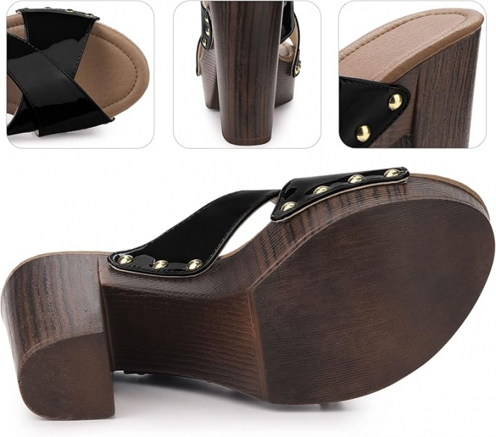 Sandele platforma elegante, cu toc gros, negre, marimea 40 [3]