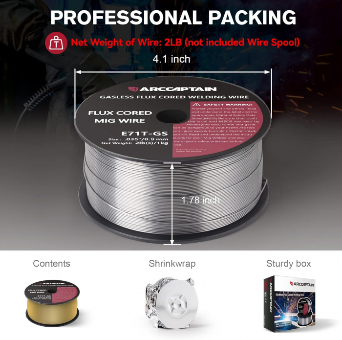 Sarma de sudura 0.9mm, pentru MIG-MAG fara gaz protector, 2 role x 1kg [4]