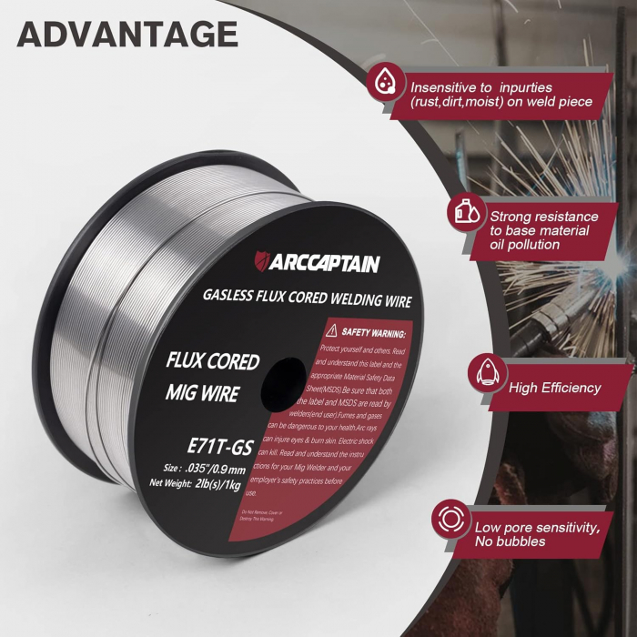 Sarma de sudura 0.9mm, pentru MIG-MAG fara gaz protector, 2 role x 1kg [5]