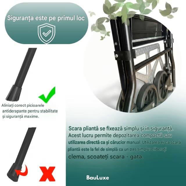 Scară pliabilă cu balustrada si 2 trepte, cu carucior 97x57x42 cm [5]